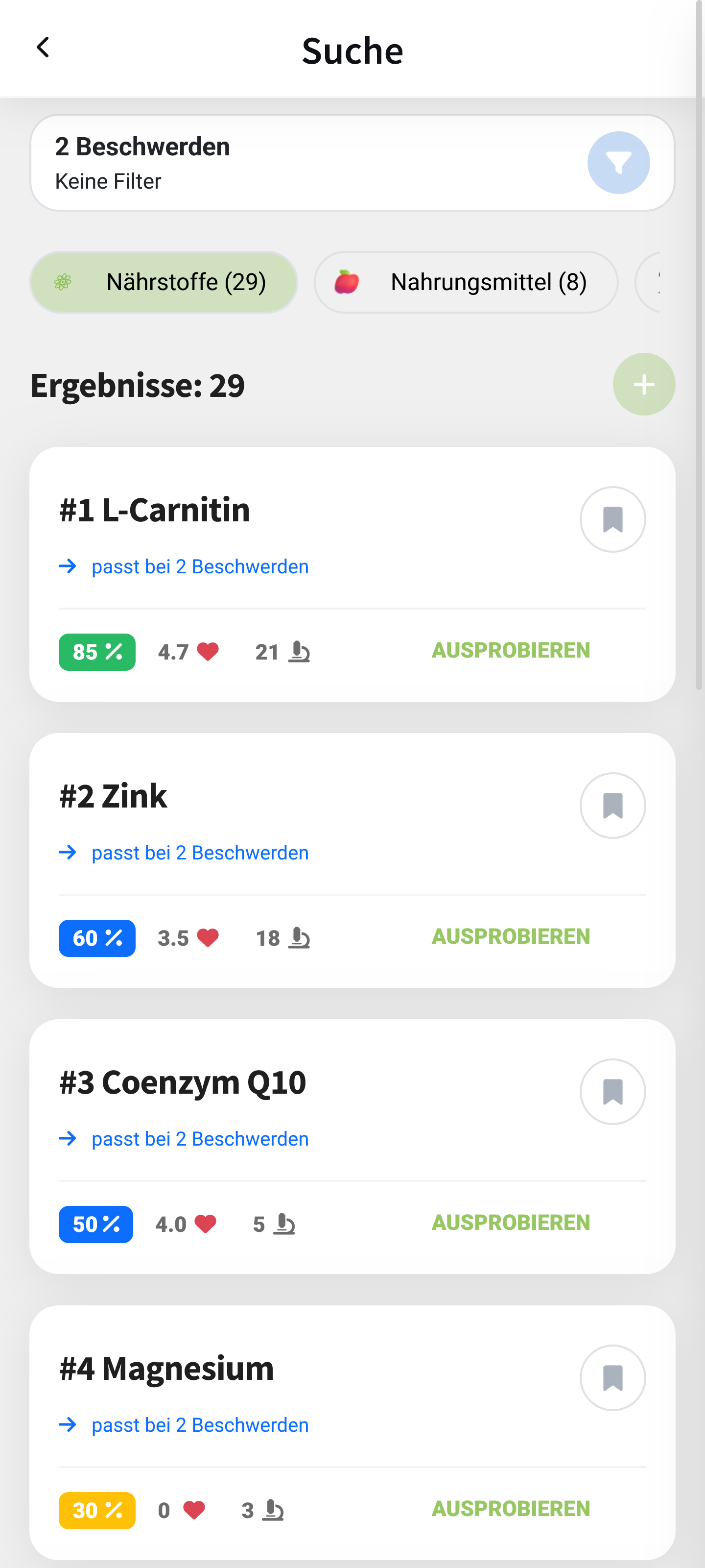 App Mockup zeigt personalisierte Suchergebnisse