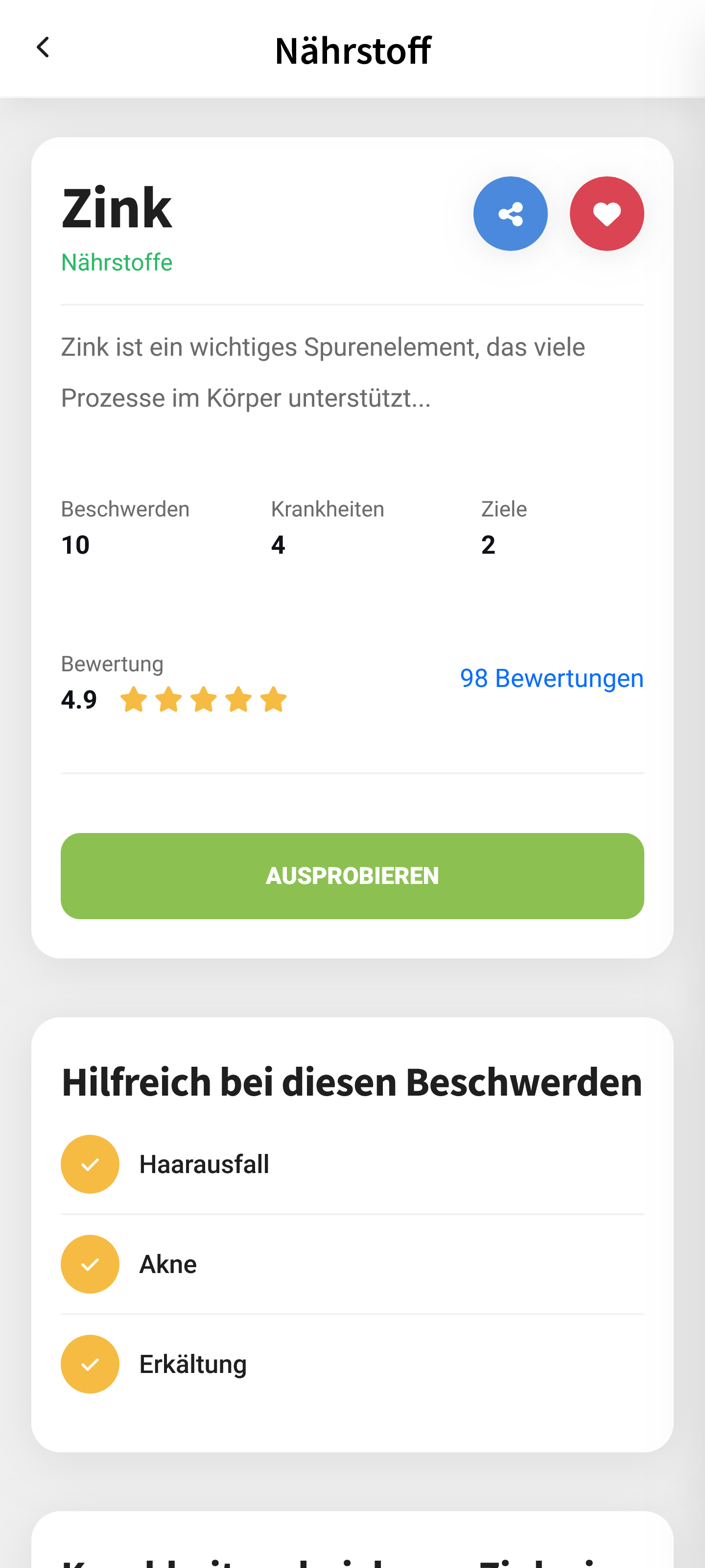 App Mockup zeigt eine Einzelergebnis