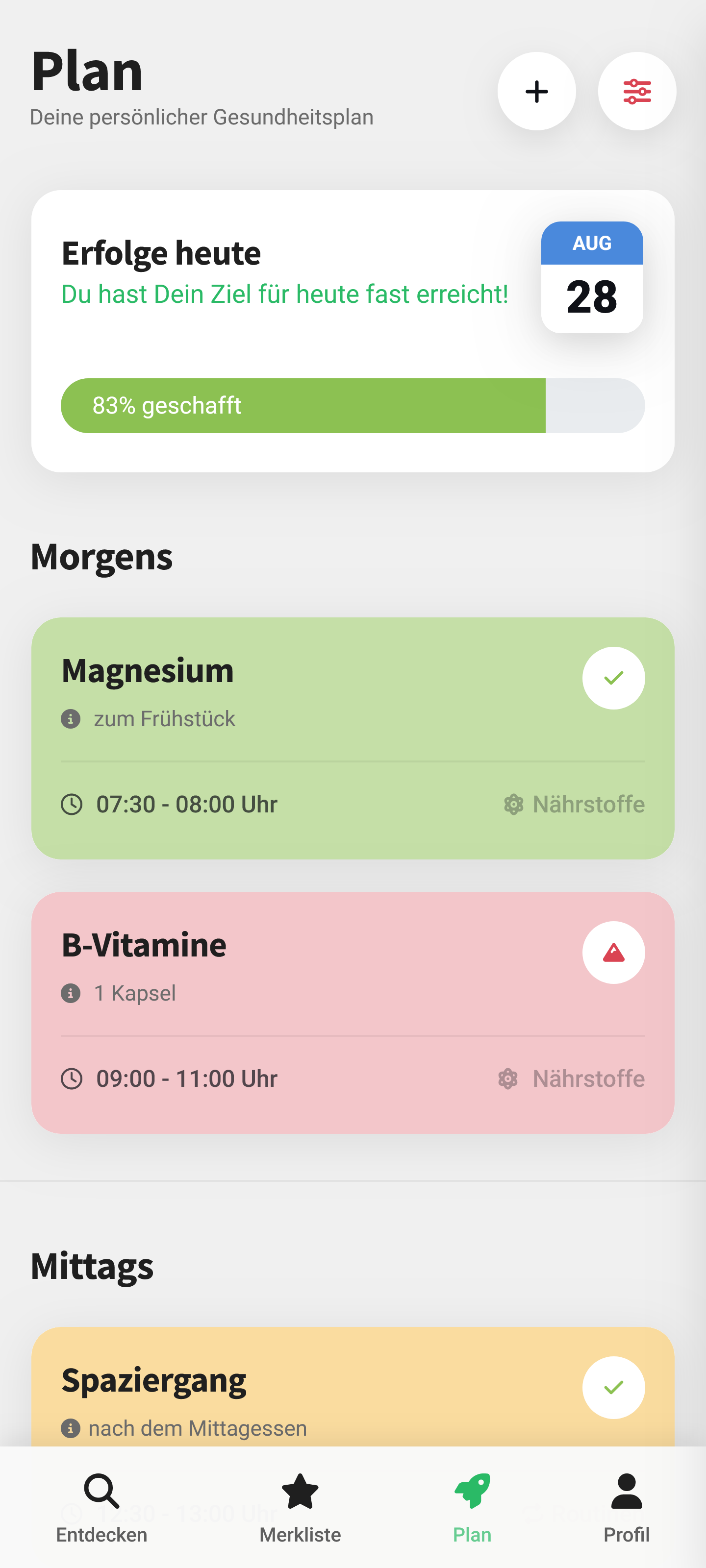 App Mockup zeigt einen persönlichen Gesundheitsplan