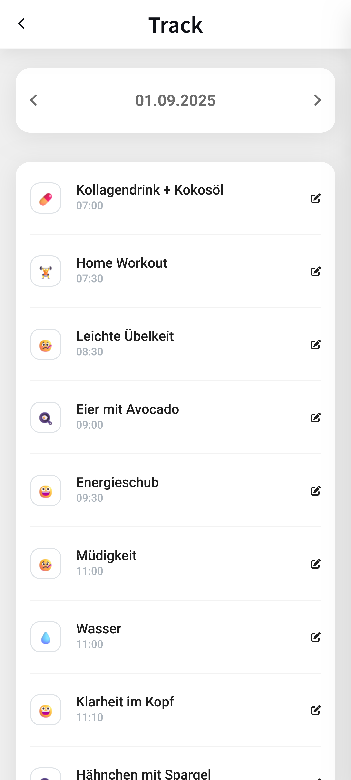 App Mockup zeigt das Tracking von Symptomen an