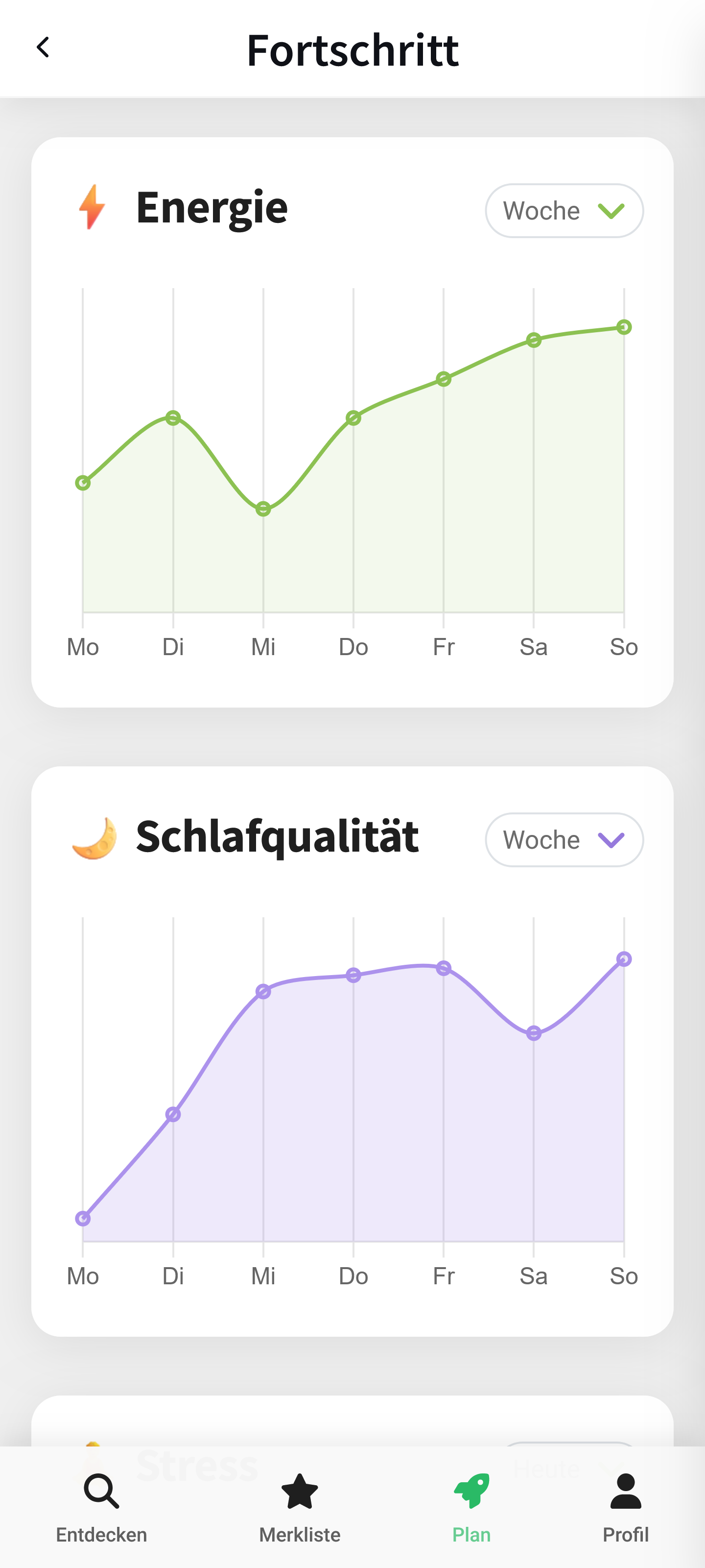 App Mockup zeigt ein Nutzerprofil mit Fortschritten