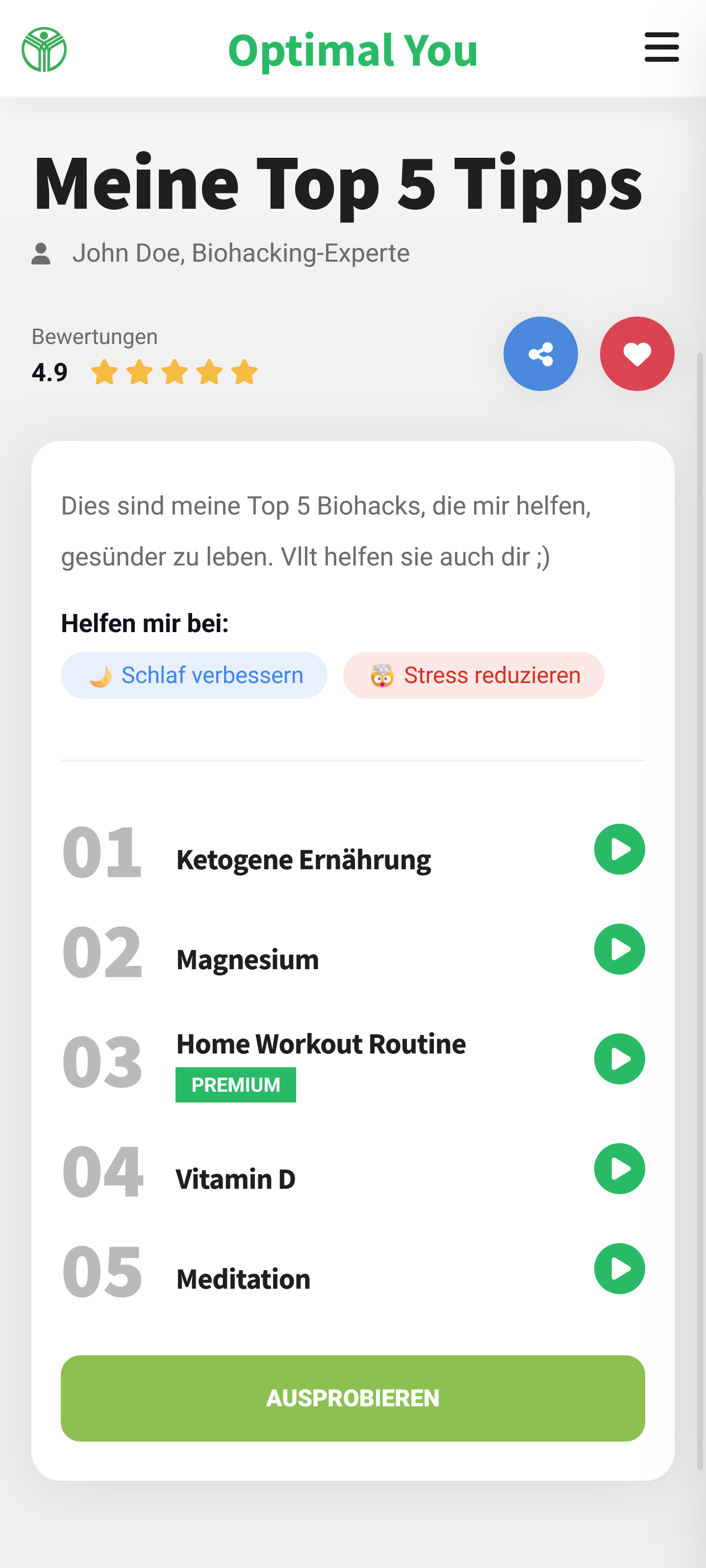 App Mockup zeigt das Teilen von Inhalten